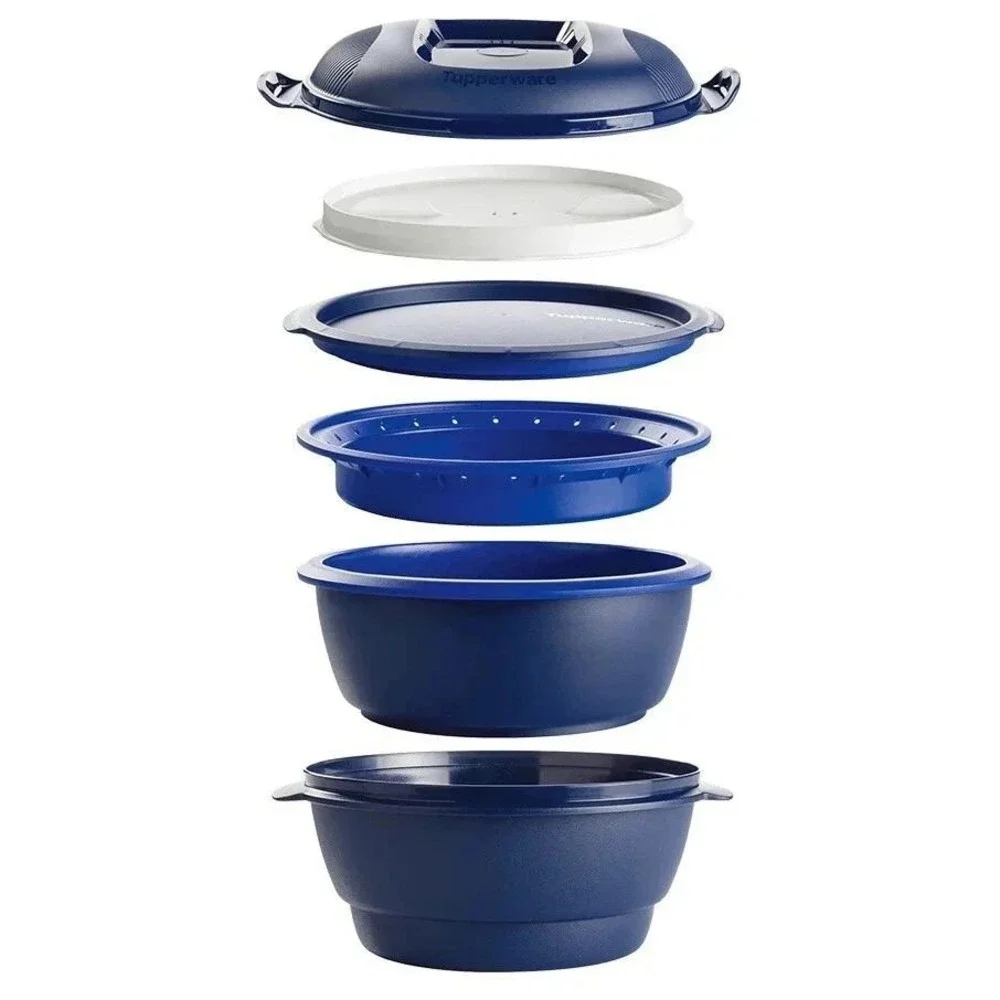 Tupperware Smart Multi-Cooker Microwave Steamer Cooker Cobalt Blue New Open Box